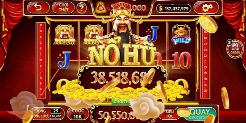 Giao diện quay hũ của slot game nổ hũ Thần Tài